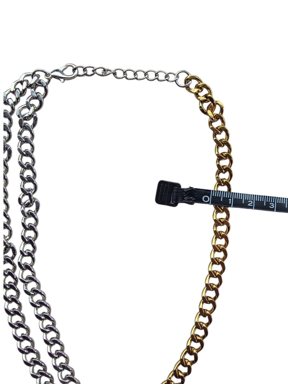 New Stainless Steel Two-Tone Gold & Silver Chain Necklace with Toggle Clasp - Picture 2 of 3